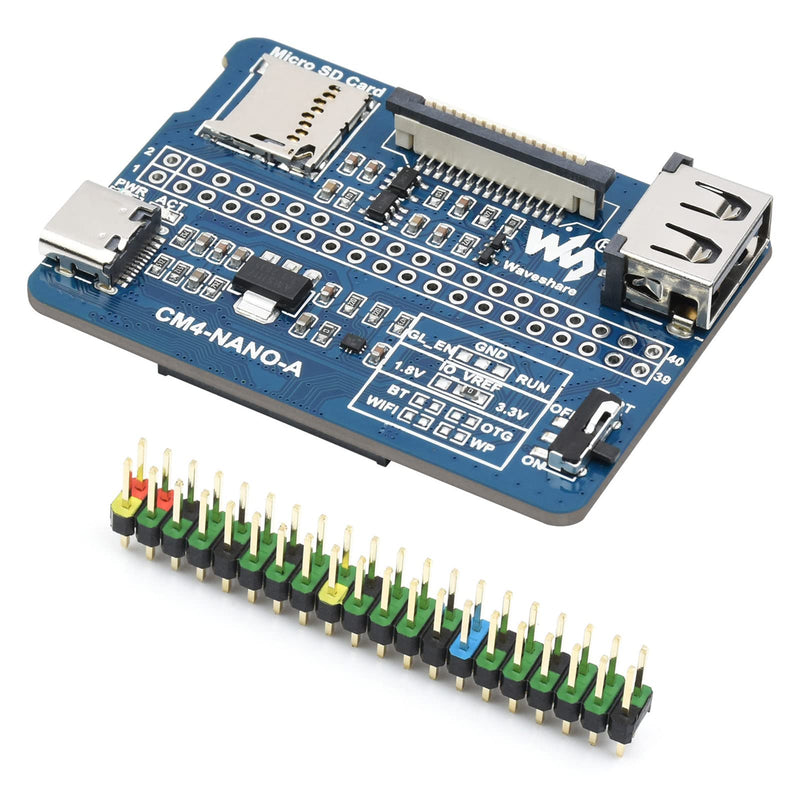  [AUSTRALIA] - Waveshare Nano Base Board (A) for Raspberry Pi Compute Module 4, Same Size as CM4, with 1× Raspberry Pi 40PIN GPIO, 1× USB 2.0 Type A, 1× MIPI CSI-2 Port, 5V/ 2.5A USB Type C Power Supply Interface