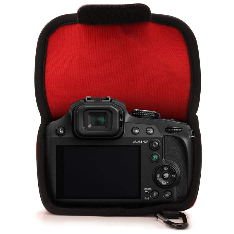  [AUSTRALIA] - MegaGear Panasonic Lumix DC-FZ80, FZ82, DC-FZ70, FZ72 Ultra Light Neoprene Camera Case, with Carabiner - Red - MG1169