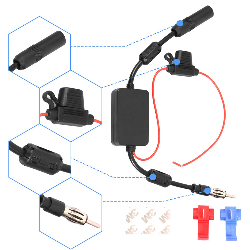  [AUSTRALIA] - KSaAuto 12V Universal Car Antenna Booster Stereo FM AM Radio Signal Amplifier Amp for Car Vehicle Truck SUV Boat Marine RV Accessories FM Amplifier Audio Radio Stereo Media Head Unit Receiver