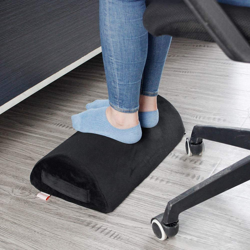 Ergonomic Foot Rest Cushion Under Desk with High Rebound Ergonomic Foam Non-Slip Half-Cylinder Footstool Footrest Ottoman for Home Office Desk Airplane Travel (Black) Black - LeoForward Australia