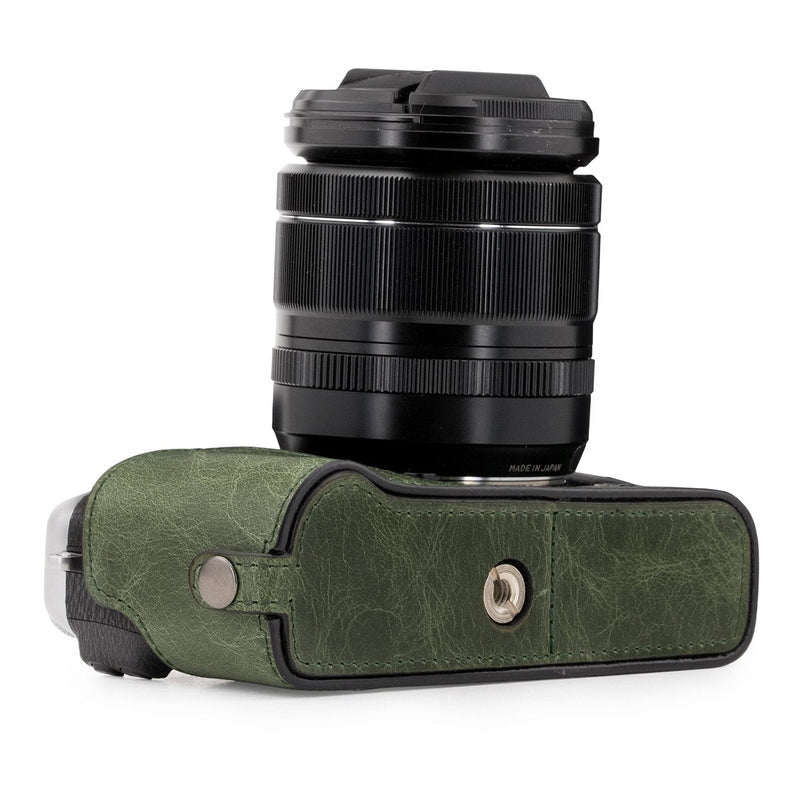  [AUSTRALIA] - MegaGear MG1344 Ever Ready Genuine Leather Camera Half Case & Strap Fujifilm X-E3 with Battery Access, Green