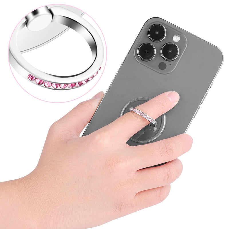  [AUSTRALIA] - Bewudy 4 Pcs Diamond Phone Ring Holder Grip, Transparent Cell Phone Finger Ring Grip Kickstand, 360° Degree Rotation Finger Ring Stand, Compatible with Most of Phones Tablet and Case