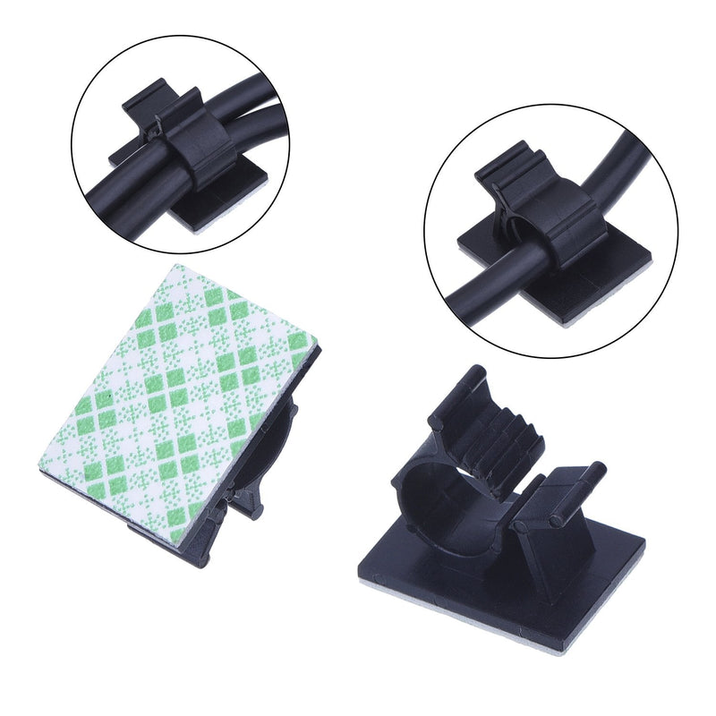  [AUSTRALIA] - eBoot Adjustable Cable Clips Adhesive Nylon Wire Clamps, Black, 50 Pack