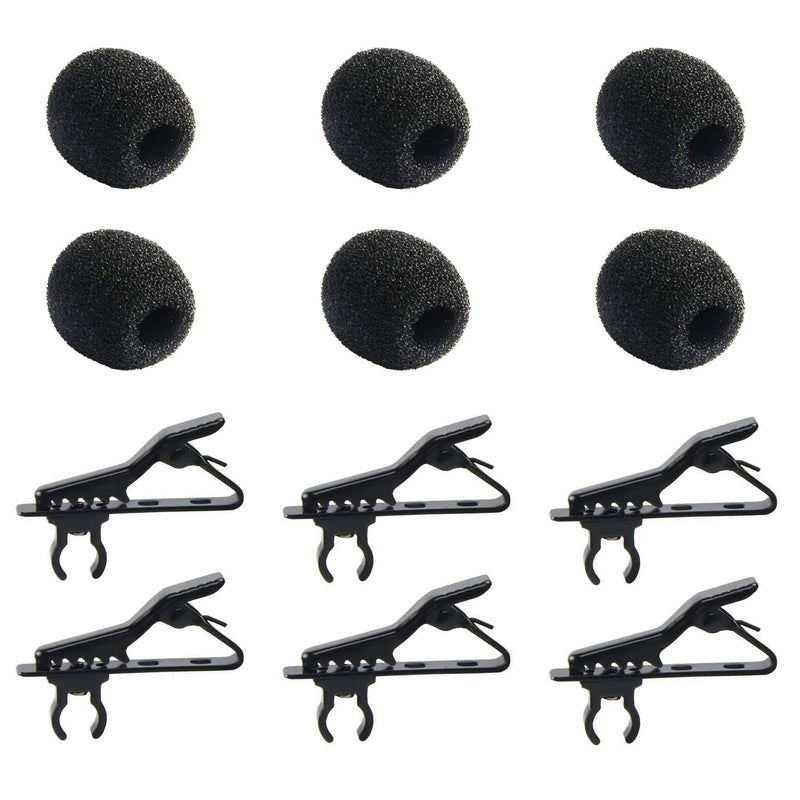  [AUSTRALIA] - 18Pcs Lapel Microphone Replacement Kit - 6Pcs Lapel Microphone Metal Tie Clips Lavalier Microphone Replacement, 6Pcs Foam Windscreen Cover and 6Pcs Plastic Wire Clips