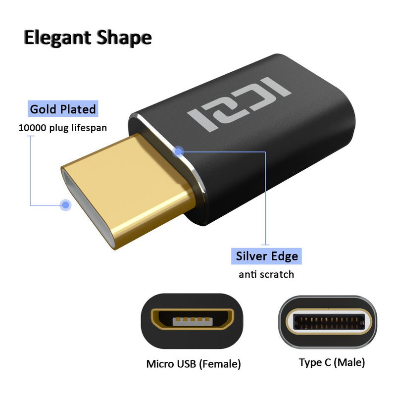 USB C to Micro USB OTG, ICZI Gold Plated Thunderbolt 3 to Micro USB2.0 Female Adapter 5 PCS - LeoForward Australia