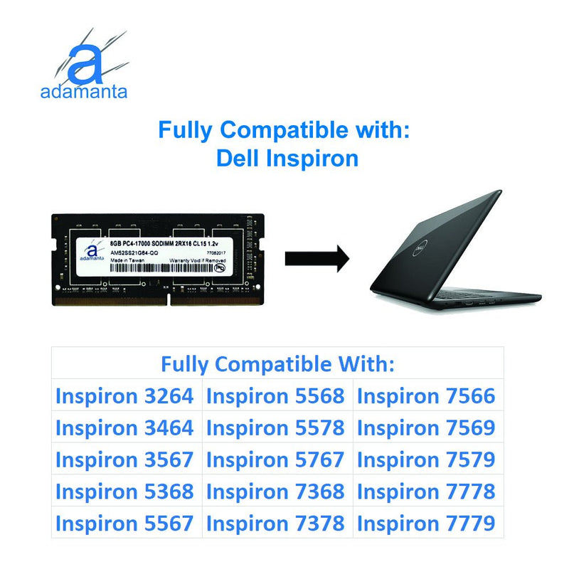  [AUSTRALIA] - Adamanta 8GB (1x8GB) Laptop Memory Upgrade for Dell Alienware, Inspiron, Latitude, Optiplex, Precision, Vostro & XPS DDR4 2133Mhz PC4-17000 SODIMM 1Rx8 CL15 1.2v DRAM RAM