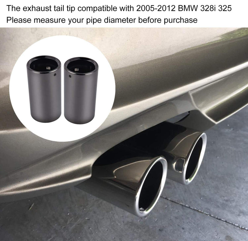 SYKRSS Exhaust Muffler Tail Pipes Tips Pair Compatible with 2005-2012 BMW 325i 328i Black - LeoForward Australia
