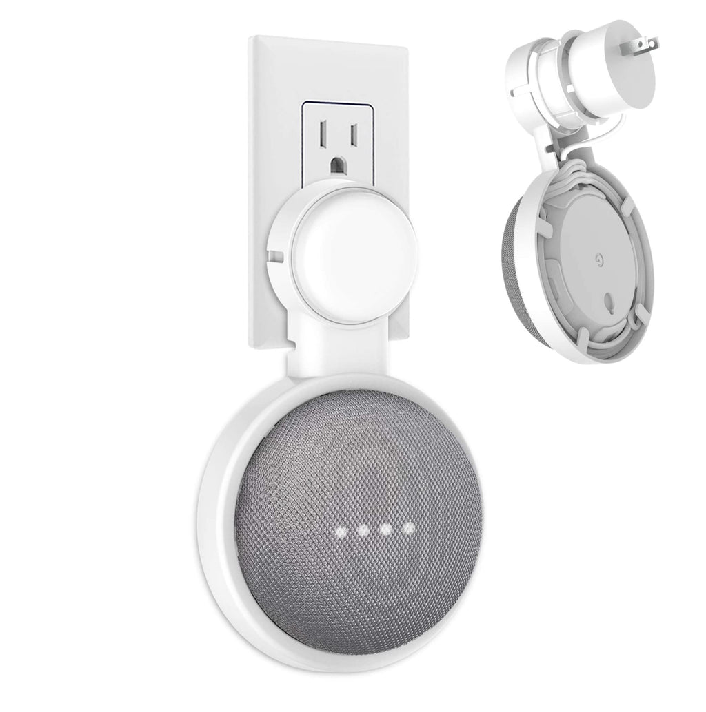  [AUSTRALIA] - HomeMount Wall Mount for Google Home Mini or Google Nest Mini (2nd Gen),Space-Saving Outlet Holder Accessories for Google Mini Voice Assistant (White) White