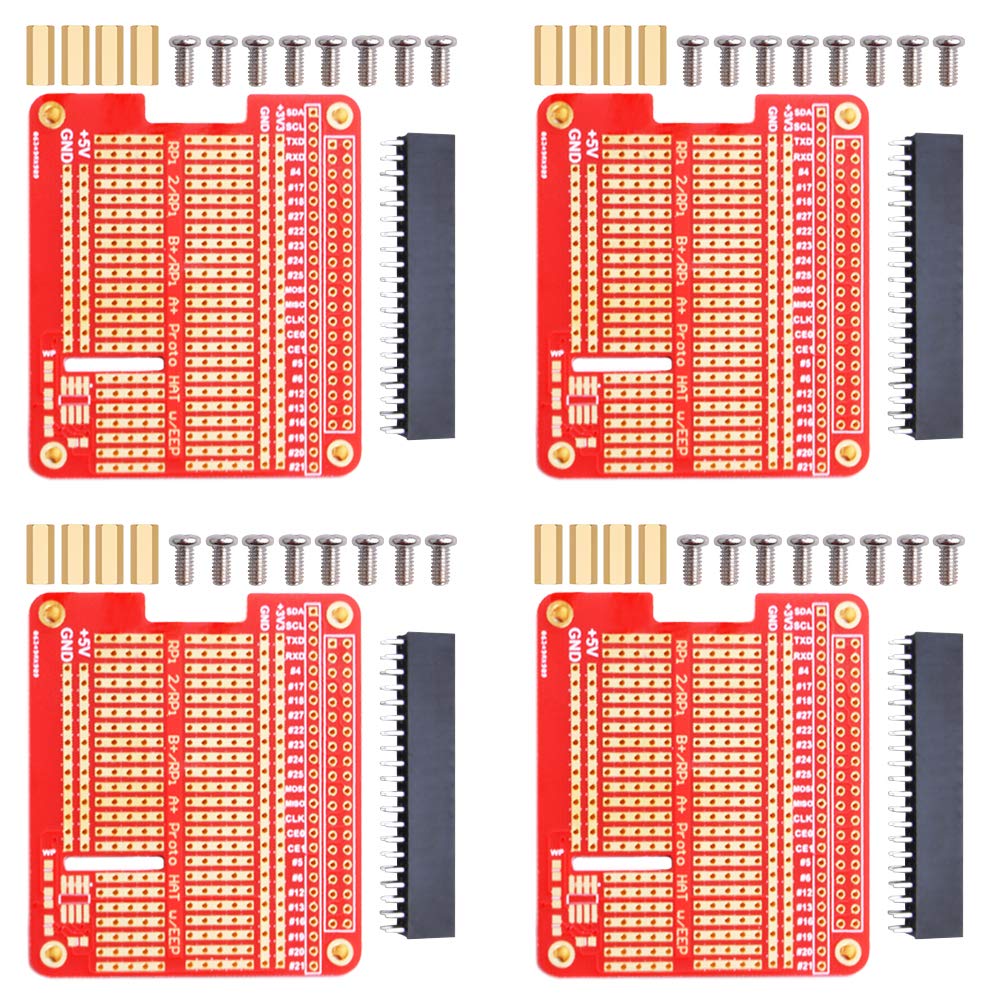  [AUSTRALIA] - GeeekPi 4X Prototype Breakout DIY Breadboard PCB Shield Board Kit for Raspberry Pi 4 3 2 B+ A+ (Red) Red