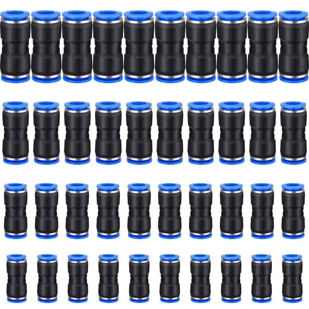  [AUSTRALIA] - 40 Pieces Straight Push Connectors, 6/8 /10/12 mm Quick Release Pneumatic Connectors Air Line Fittings for 1/4 5/16 3/8 1/2 Tube (2 Way)