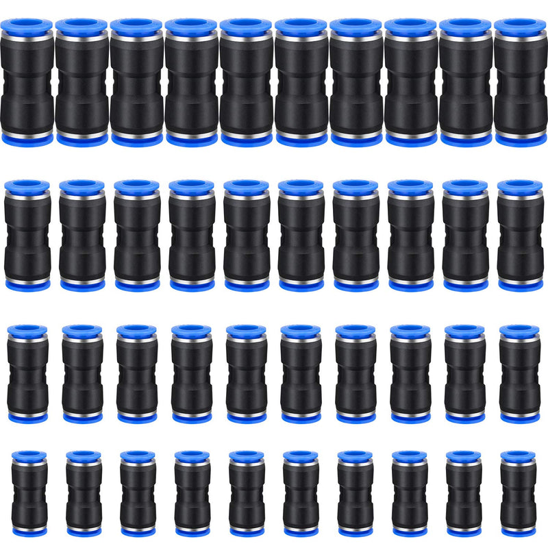  [AUSTRALIA] - 40 Pieces Straight Push Connectors, 6/8 /10/12 mm Quick Release Pneumatic Connectors Air Line Fittings for 1/4 5/16 3/8 1/2 Tube (2 Way)