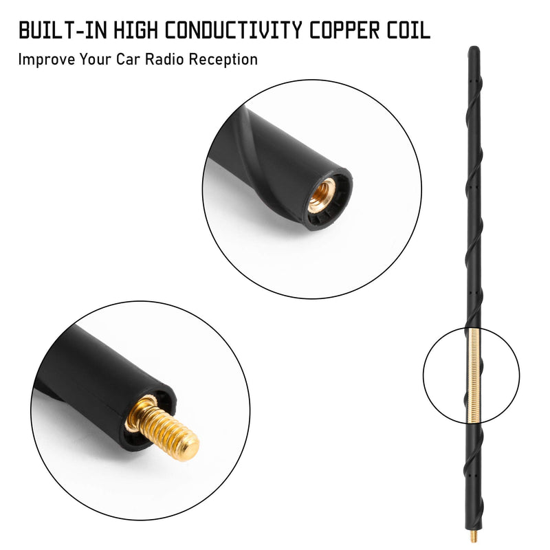  [AUSTRALIA] - KSaAuto Antenna fits for Dodge Ram 1500 2500 3500 2009-2023,16 inches Flexible Rubber Antenna Replacement, Spiral Antenna Designed for Optimized FM/AM Reception