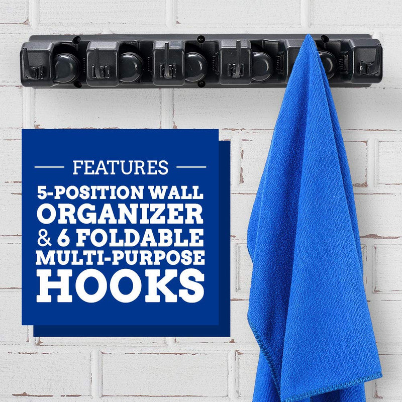 Alpine Industries Mop and Broom Holder 5 Slots 6 Hooks – Durable, Wall Mounted Cleaning Tools Rack Hanger for Home Kitchen Garden Garage Basement Use, 6 Hooks - LeoForward Australia