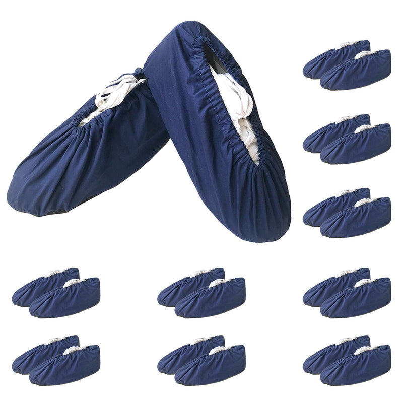  [AUSTRALIA] - Anmerl 10 Pairs Shoe & Boot Covers, Durable Cotton Breathable Reusable Shoe Covers, Non-Slip Washable Foot & Shoe Booties for Indoors Contractors Workers Shoeless Home (Standard - Navy Blue) Standard-Navy Blue