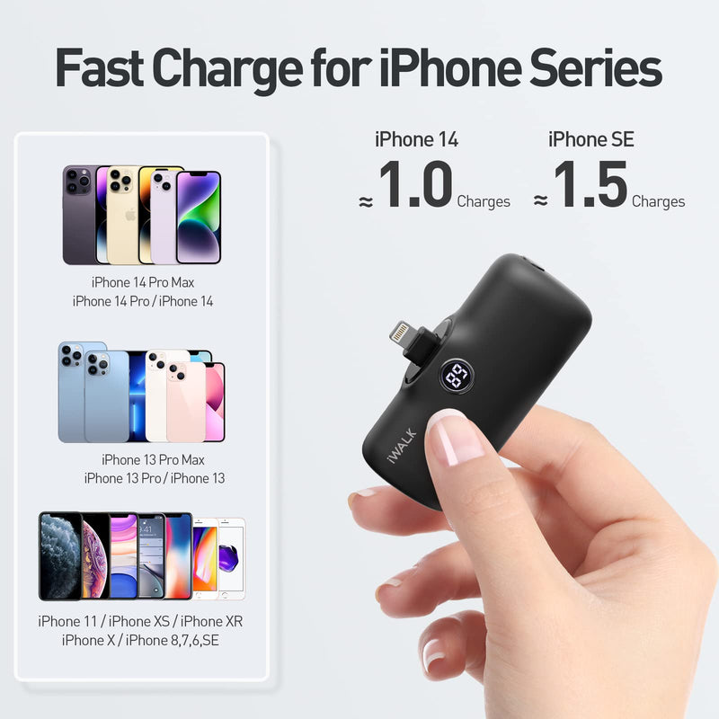  [AUSTRALIA] - iWALK LinkPod P Portable Charger 2 Pack 4800mAh Power Bank Fast Charging and PD Input Small Docking Battery with LED Display Compatible with iPhone 14/14 Pro/14 Pro Max/13/13 Pro/12/12 Pro/11/XR/X/8 Black+White