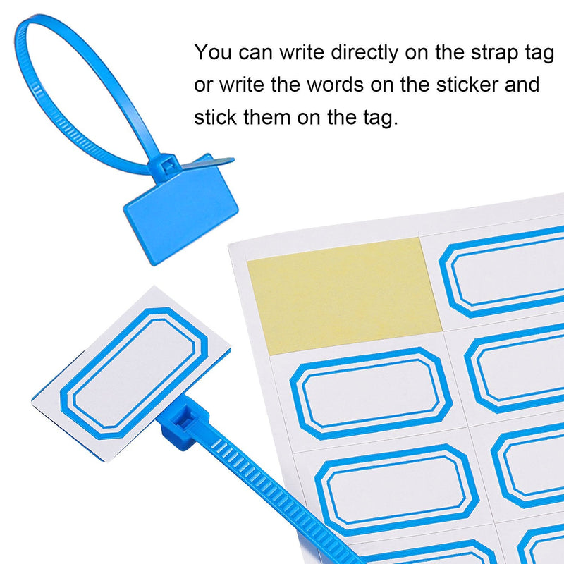  [AUSTRALIA] - 140 Pieces 6 Inch Nylon Cable Marker Ties Self Locking Cord Tags Wire Labels Ethernet Cable Labels Wire Straps with Marker Pen and 128 Pcs White Self Adhesive Cable Labels for Home and Office Use