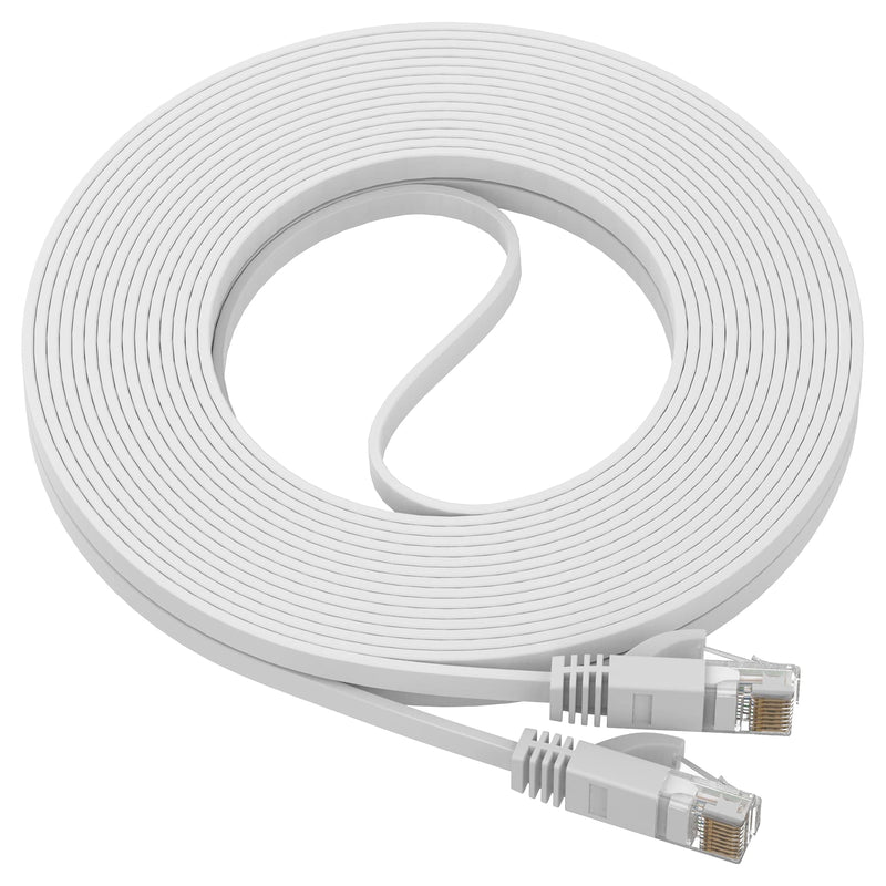  [AUSTRALIA] - Cat 6 Ethernet Cable, Flat 35 Feet LAN, UTP Cat 6, RJ45, Network Cord, Patch, Internet Cable - 35 ft - White