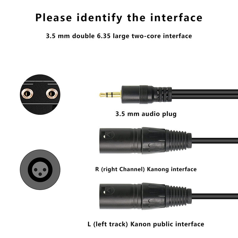  [AUSTRALIA] - XMSJSIY 3.5mm to XLR Stereo Cable 1/8 TRS to 2 XLR Male Y Splitter Adapter Interconnect Audio Microphone Breakout Patch Cord for Studio Monitor Speakers, Laptop, DMX Adapter -1pcs