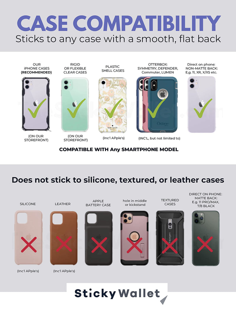 New 3-in-1 Stick On Wallet for Any Phone Case | Unique: Spandex + Mounts to Magnets + Double-Pocket + Finger Strap + RFID Block – Strong 3M Sticky + Magnetic (Black, 1 Pack) - LeoForward Australia