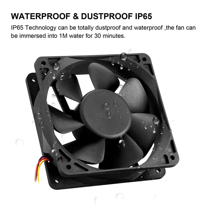  [AUSTRALIA] - 120mm 12V IP65 Waterproof Fan High Speed 12V DC 120mm 12038 3Pin Ventilation Cooling Fan 3500RPM