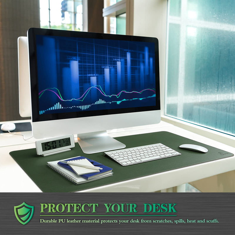 K KNODEL Desk Mat, Dual-Sided Office Desk Pad, Waterproof Desk Mat for Desktop, Desk Pads & Blotters, Desk Pad Protector for Office and Home (31.5" x 15.7", Dark Green) Dark Green/Gray 31.5" x 15.7" - LeoForward Australia