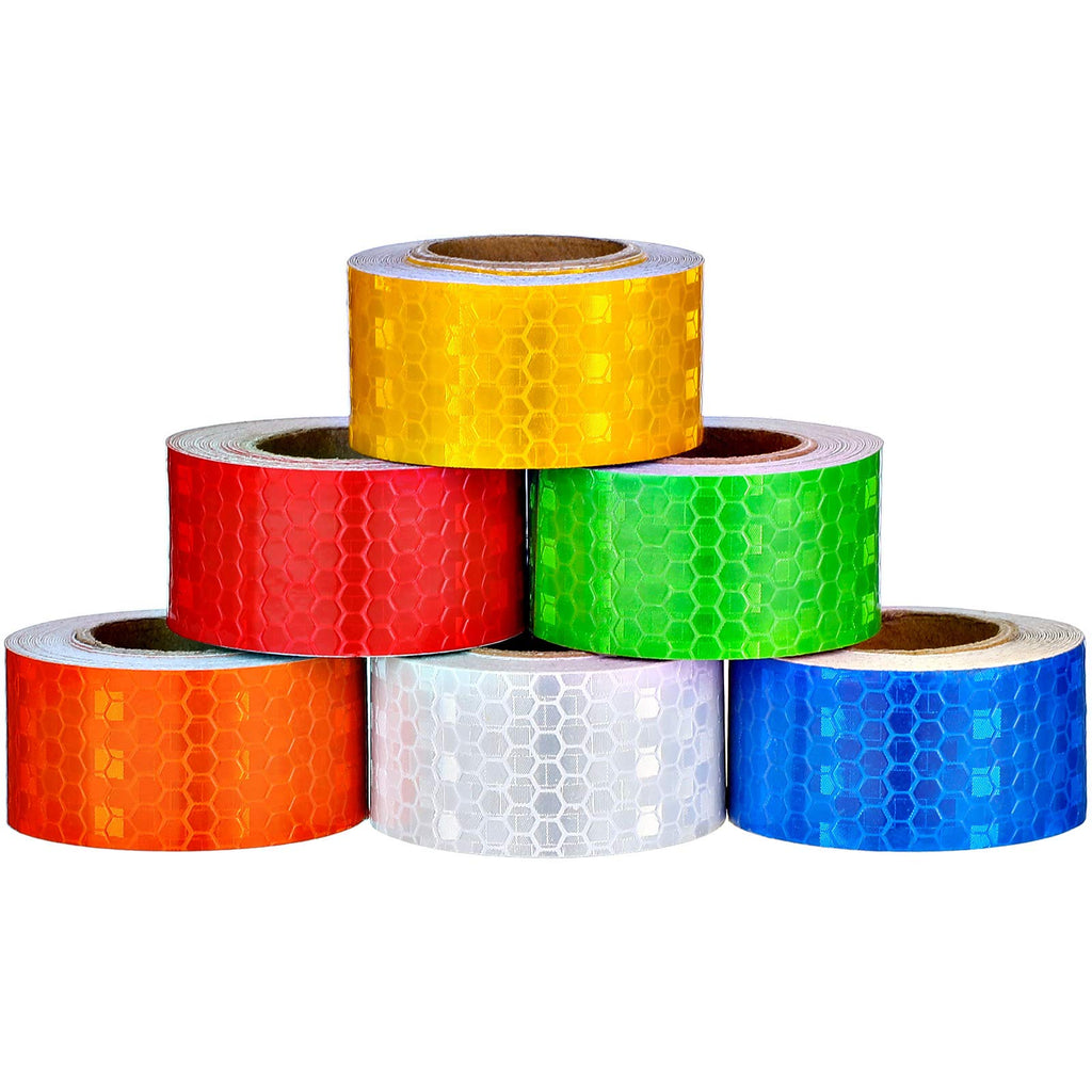  [AUSTRALIA] - 6 Rolls Reflective Tapes 6 Colors Reflective Warning Tape Night Safety Sticker, Silver, Blue, Red, Yellow, Orange, Green (0.4 Inch x 157.8 Feet) (1 Inch x 60 Feet) 1 Inch x 60 Feet