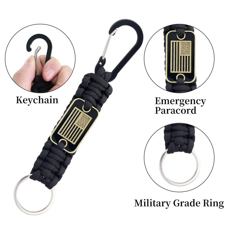  [AUSTRALIA] - Paracord Keychain with USA Flag, Keychain with Carabiner,Necklace Keychain Wrist Strap Parachute Rope for Outdoor Activities, Camping, Camera, Wallet and Keys Neck Lanyard