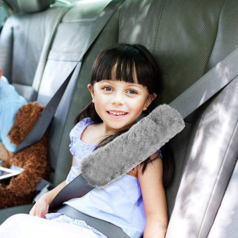  [AUSTRALIA] - Soft Seat Belt Pad Cover - Zone Tech Gray Traveling Bag Shoulder Strap Comfortable Universal Fit Car Safety Seat Belt Faux Sheepskin Cover - 2 Pk