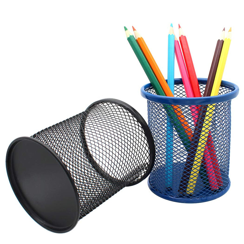  [AUSTRALIA] - Gullor Desktop Pencil Holder, Office Supplies Desk Organizer Makeup Brush Holder, Set of 2, Black and Blue