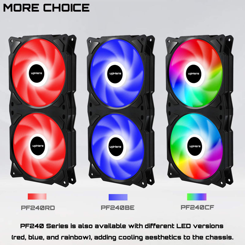  [AUSTRALIA] - upHere PF240CF 240mm Quiet Edition High Airflow Colorful LED Case Fan,Hydraulic Bearing,Cable Management and PWM Control Fan PF240CF4-Dynamic Rainbow LED PWM