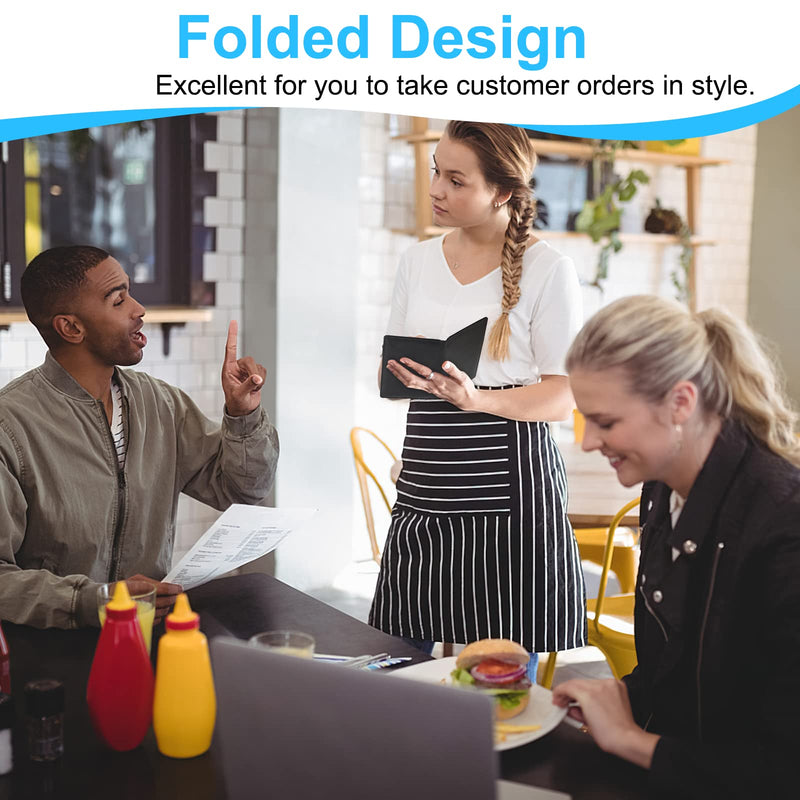  [AUSTRALIA] - LINTRU Server Books for Waitress, Premium Pu Leather 5 x 8 Inch Servers Book with Zipper Pocket, Waitress Book Fit for Aprons, Check Presenters for Restaurants (Black) Black