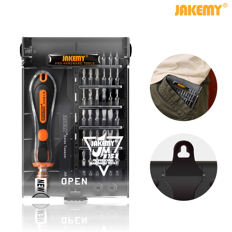  [AUSTRALIA] - Jakemy 39 in 1 Screwdriver Set Precision Repair Tool Kit with 36 Magnetic Driver Bits Screwdriver Kit for iphone 11/X/8/7 Plus Cell Phone Macbook Laptop PC Black 8153-JM