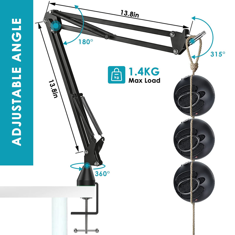  [AUSTRALIA] - YOUSHARES Microphone Stand with Foam Cover - Mic Boom Arm Stand Pop Filter Compatible with Blue Snowball Microphone