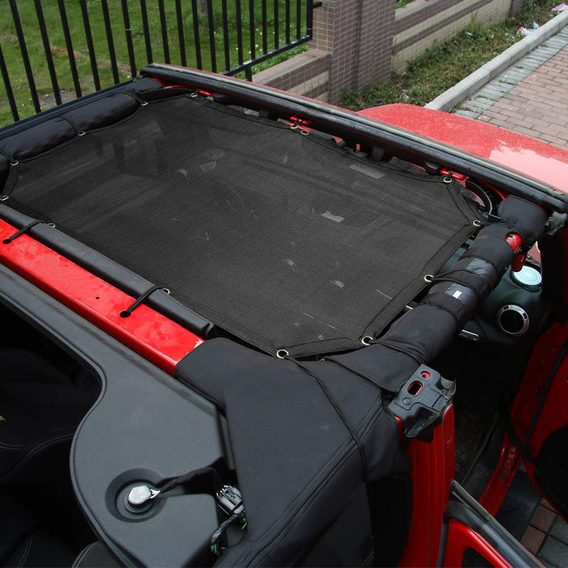 RT-TCZ Sunshade Mesh Top Cover Provides UV Sun Protection for Jeep Wrangler JK JKU 2007-2018 (Black 2&4 Doors) - LeoForward Australia