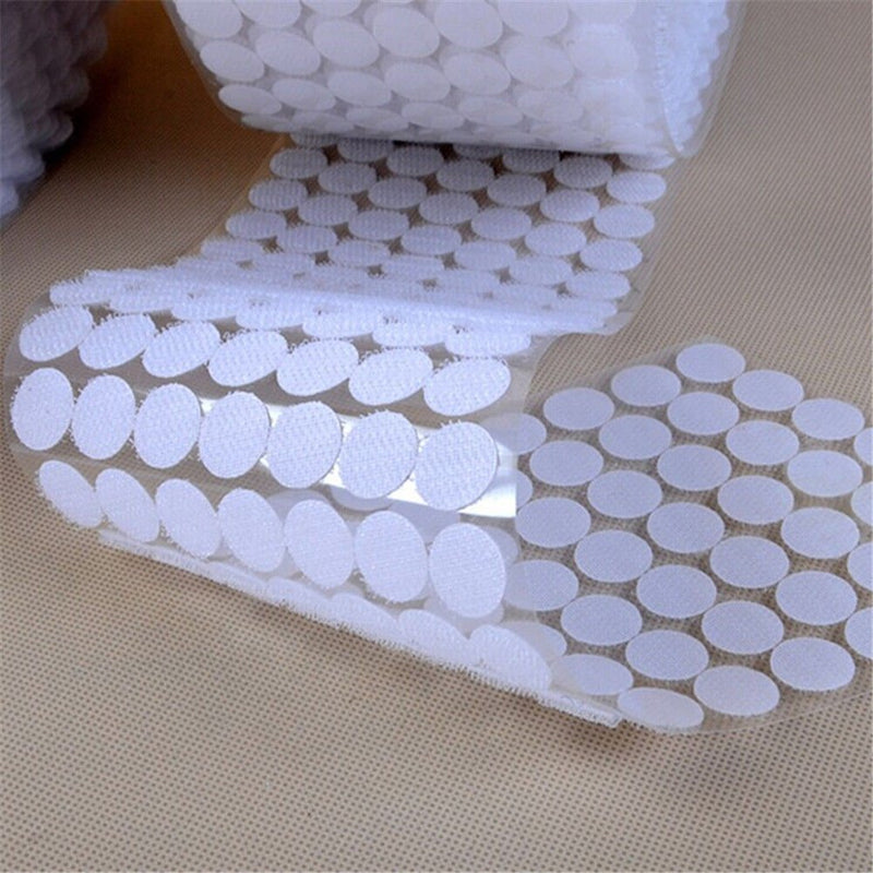  [AUSTRALIA] - 1000 Pieces (500 Pairs) Small Sticky Back Dots with Adhesive Clear Round Self Adhesive Dots 10mm Diameter White Waterproof Nylon Coins Hook & Loop Dots Sticky Glue Tapes