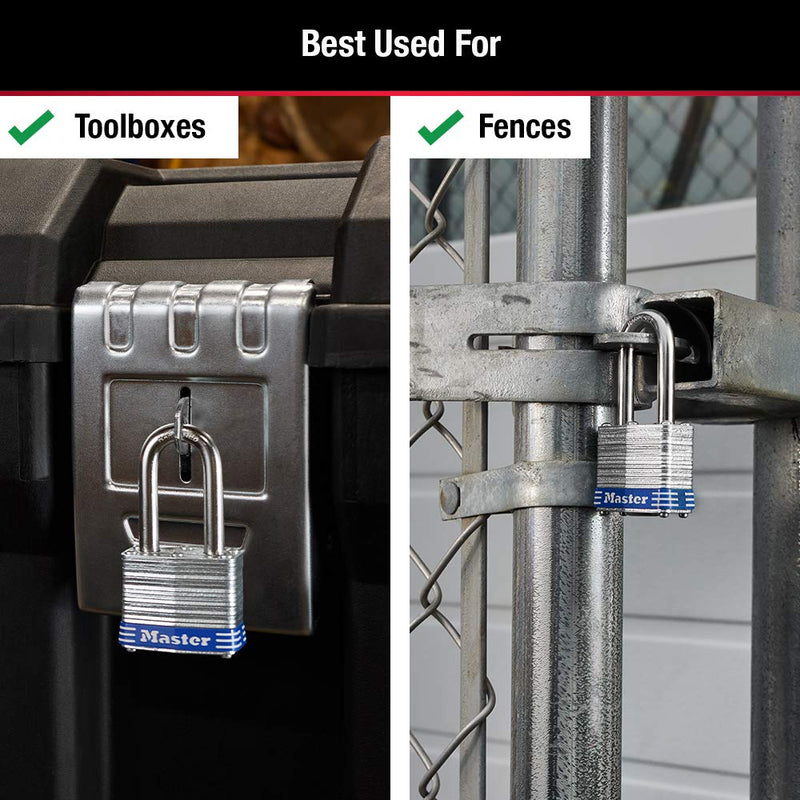  [AUSTRALIA] - Master Lock 3TRILF Outdoor Padlock with Key, 3 Pack Keyed-Alike 1-1/2" shackle 3 Pack, Keyed-Alike