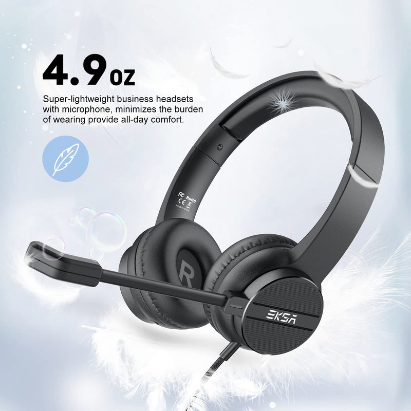  [AUSTRALIA] - Headsets with Microphone for Laptop, 3.5mm Wired Computer Headset Super-Lightweight Noise Cancelling Headphones with in-line Control Volume & Mute, PC Headset Perfect for Classroom, Home or Office