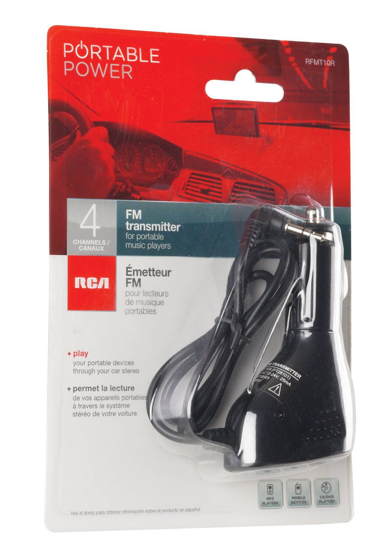 RCA RFMT10Z 3.5mm Input FM Transmitter Cigarette Lighter Adapter for Portable Music Players Standard Packaging - LeoForward Australia