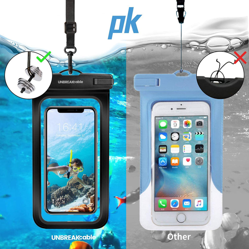  [AUSTRALIA] - UNBREAKcable Universal Waterproof Pouch, IPX8 Waterproof Dry Bag Underwater Case for iPhone 12 Pro Max/11/Xs Max/XR/X/8 Plus Galaxy Pixel up to 7", for Beach Kayaking Travel or Bath-2 Pack, Black