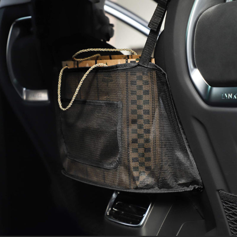  [AUSTRALIA] - Car Net Pocket Handbag Holder,Seat Back Organizer Mesh,JASSINS Car Storage Netting Pouch,Used to store wallets and document bags (1# -Black) 1# -Black