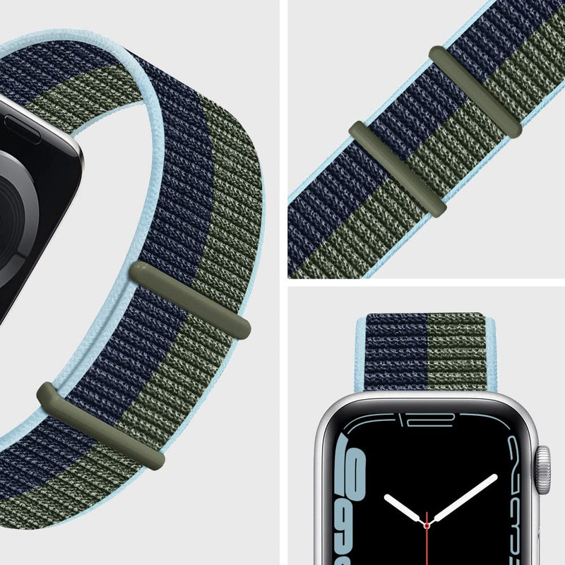  [AUSTRALIA] - AdMaster Sport Nylon Band Compatible with Apple Watch 38mm 40mm 41mm, Fabric Woven Men Women Braided Loop Strap Compatible for iWatch Series 7/6/5/4/3/2/1 SE 38/40/41 mm Abyss Blue Moss Green 38mm/40mm/41mm