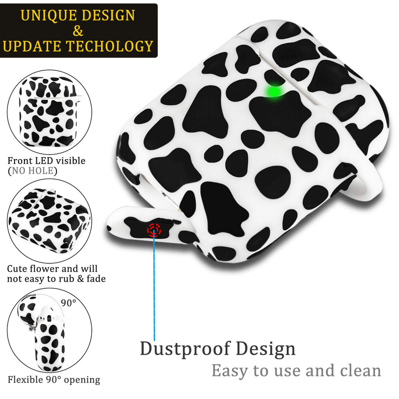 Airpod Case Soft Silicone Flexible Skin Cow Print LitoDream Airpods Case Cover for Apple AirPods 2&1 Cute for Girls with Keychain (Cow) - LeoForward Australia