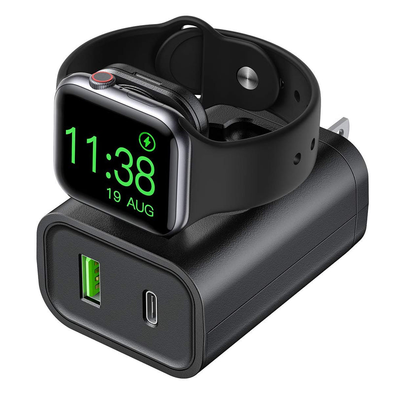  [AUSTRALIA] - BeaSaf iPhone Fast Charger, 24W USB C Charger for iPhone 13/12/Mini/12 Pro Max, USB C Wall Charger with Foldable Apple Watch Wireless Charger, PD Charger for iPhone, AirPods Black