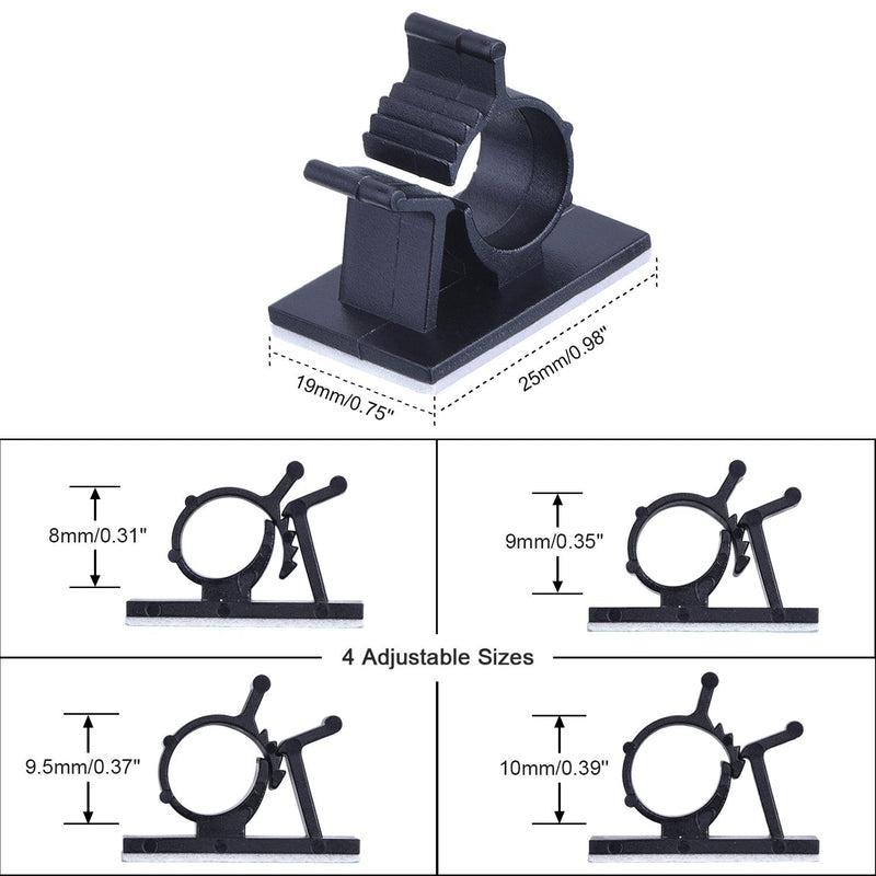  [AUSTRALIA] - eBoot Adjustable Cable Clips Adhesive Nylon Wire Clamps, Black, 50 Pack