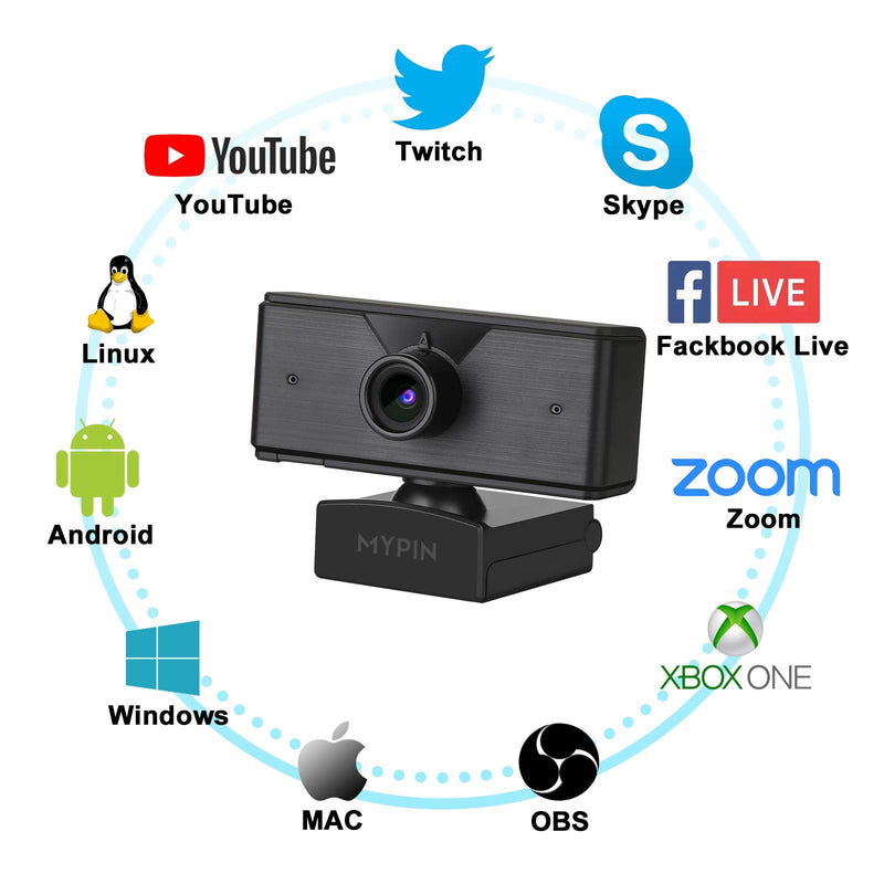  [AUSTRALIA] - 1080P Web Camera with Microphone & Tripod for Computer PC Laptop Desktop, USB Webcam for Streaming/Video Calling/Recording/Conferencing-Compatible with Windows/Mac OS