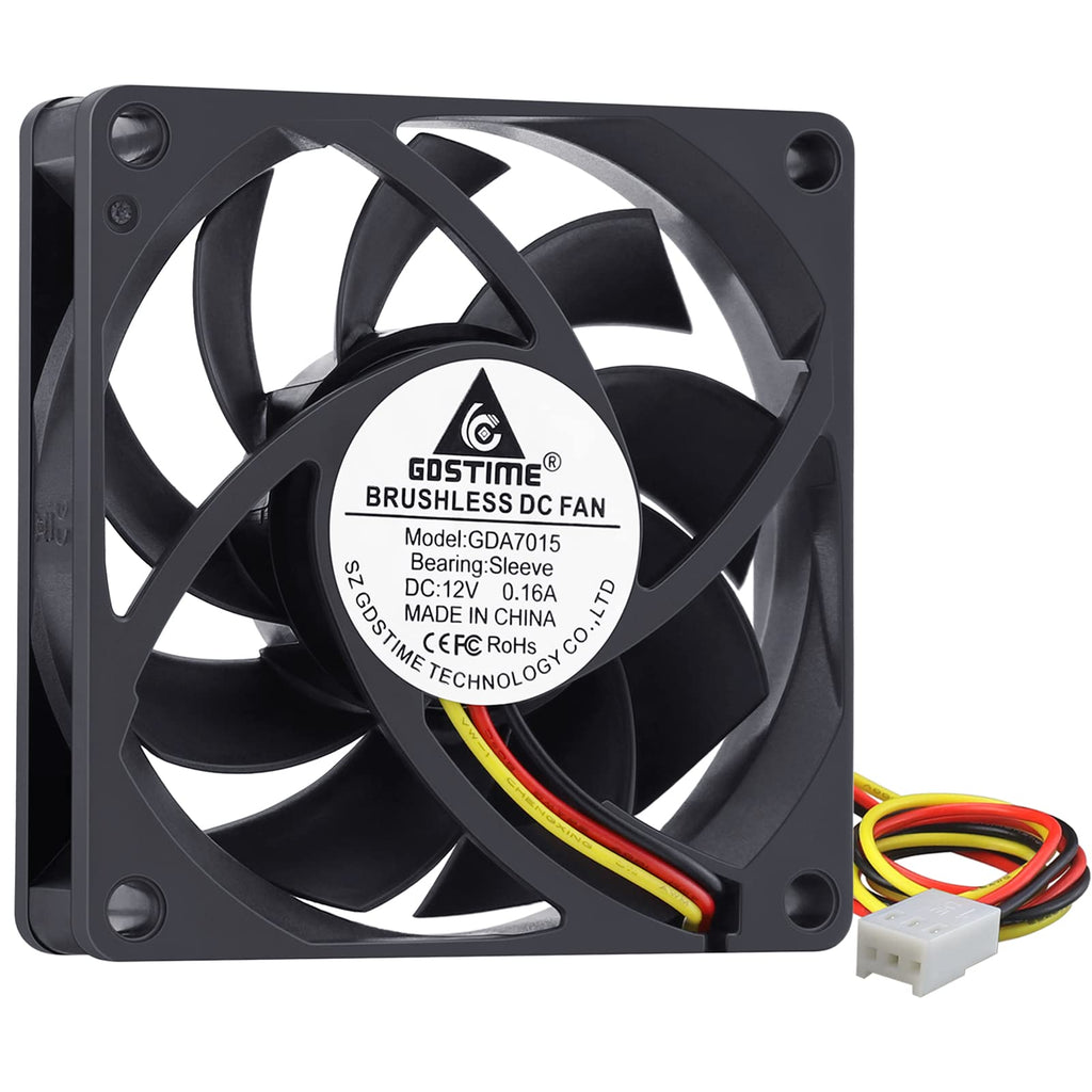  [AUSTRALIA] - GDSTIME 70mm x 70mm x 15mm 12V 3PIN DC Brushless CPU Cooler Fan