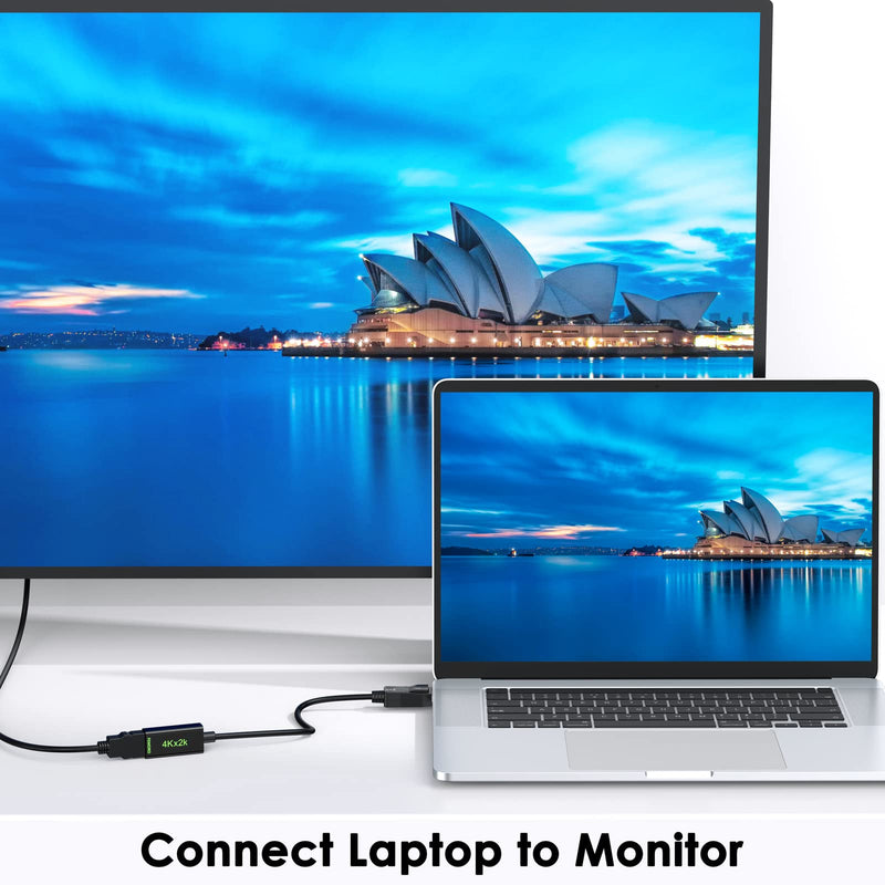  [AUSTRALIA] - 4K DisplayPort to HDMI Adapter 2-Pack, FEMORO DP to HDMI Display Adaptor Cable（3840x2160 Male to Female Connector Compatible with Computer, Desktop, Laptop, PC, Monitor, Projector, HDTV - Black