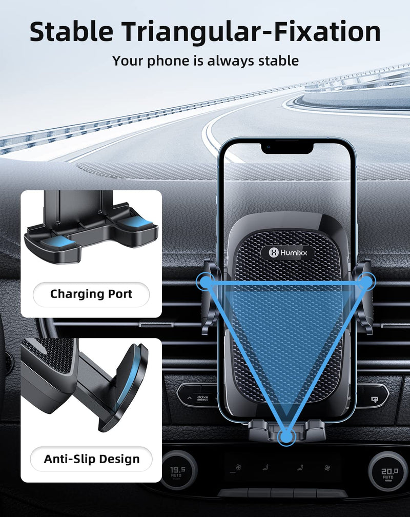  [AUSTRALIA] - Humixx Phone Mount for Car Vent Clip [Military-Grade Stability ＆ Anti-Drop] Car Phone Holder Mount Hands-Free Cell Phone Holder for Car Air Vent Clip for iPhone 13/11 Samsung Note ＆ All Phones