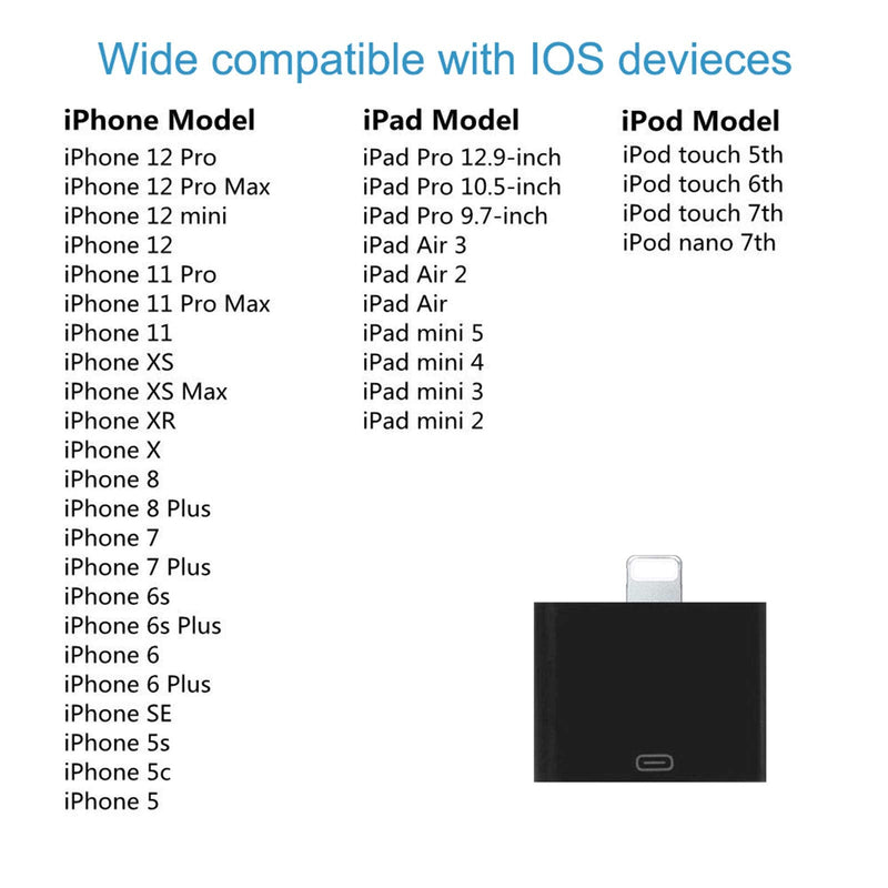  [AUSTRALIA] - rosyclo Lightning to 30-Pin Adapter, MFi Certified 8-Pin Male to 30-Pin Female Converter, iPhone Charging Data Sync Output Connector Compatible iPhone 12/11/X/8/7/6/5/iPad/iPod Black (No Audio)