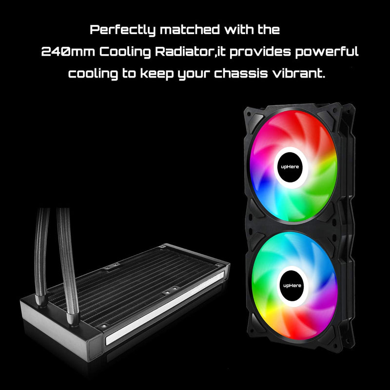  [AUSTRALIA] - upHere PF240CF 240mm Quiet Edition High Airflow Colorful LED Case Fan,Hydraulic Bearing,Cable Management and PWM Control Fan PF240CF4-Dynamic Rainbow LED PWM